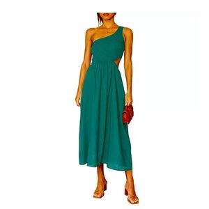 Elegant One-Shoulder Green Dress